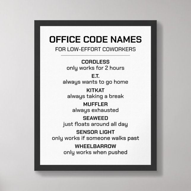 Póster Nombres de código de Office para empleados de ofic (Subido por el creador)
