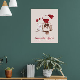 Póster Nombres de dos pares de búhos cutáneos personaliza