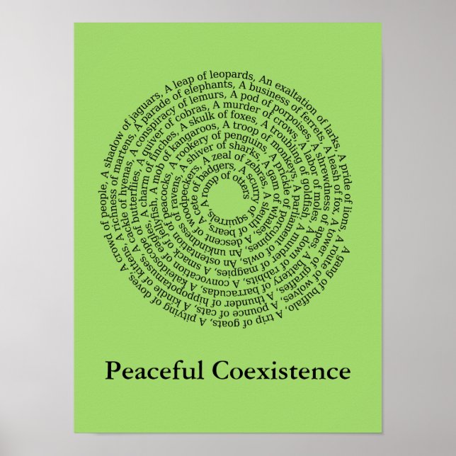 Póster Nombres de grupos de animales/Poster de coexistenc (Frente)