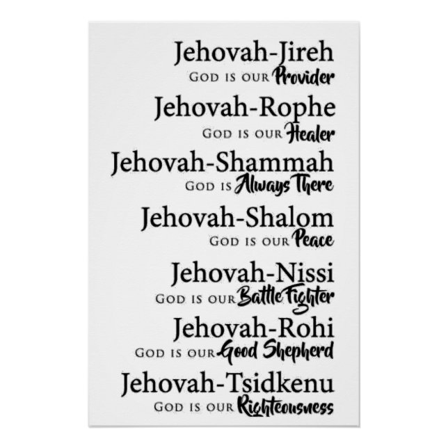 Póster Nombres de Jehová (Anverso)