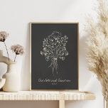 Póster Nombres personalizados de dibujos de dibujos de lí<br><div class="desc">Poster de dibujos de dibujos de dibujos de líneas de flores de Boho</div>