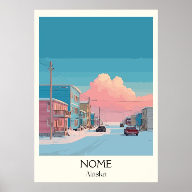Póster Nome Alaska Winter Town Road Scene (Frente)