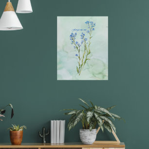 Póster Nomeolvides Flor de jardín acuarela personalizada