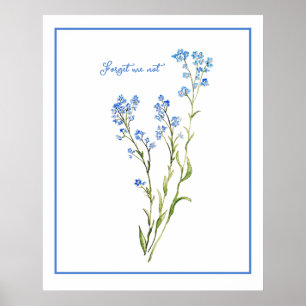 Póster Nomeolvides Flor de jardín acuarela personalizada