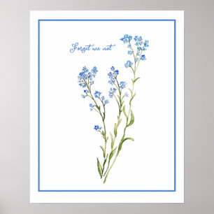 Póster Nomeolvides Flor de jardín acuarela personalizada