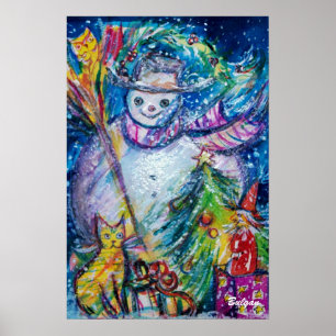 Póster NOMUJER CON JUGUETES, amarillo azul blanco