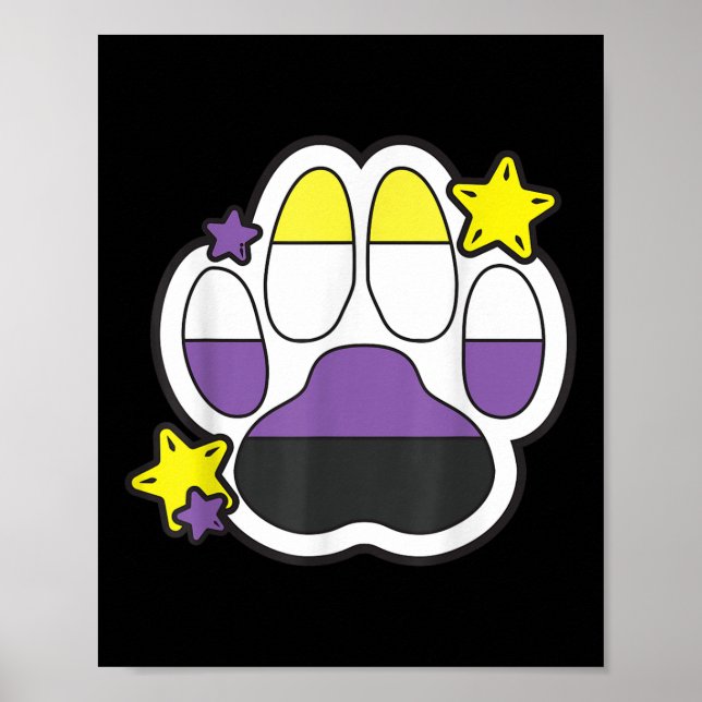 Póster Non Binary Furry Paw Lgbtq Month Gay Rights Pride  (Frente)