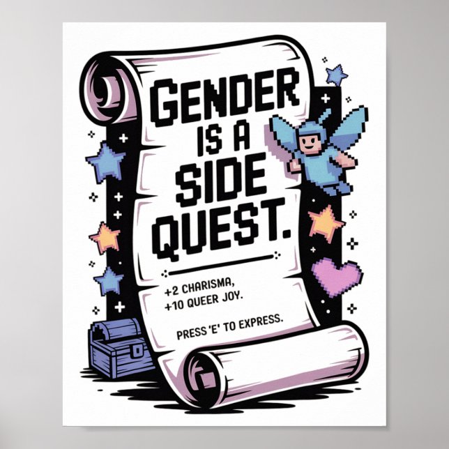 Póster Non-binary Gamer Gender Is A Side Quest Video Game (Frente)