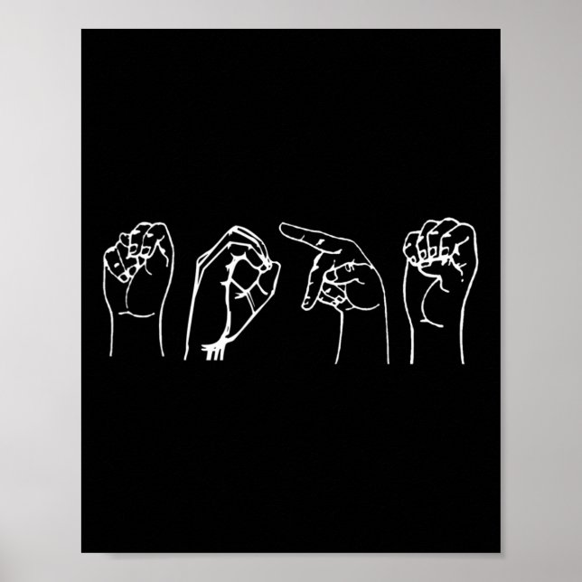 Póster Nope Asl Pro Conciencia Sorda Intérprete Lenguaje  (Frente)