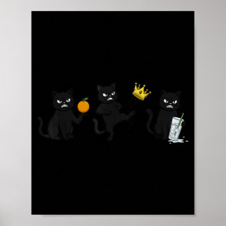 Póster Nope No Kings No ICE Gato Negro Divertido