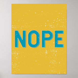 Póster NOPE - Tipografía apenada en amarillo y azul