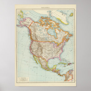 Póster Nordamerika - mapa norteamericano