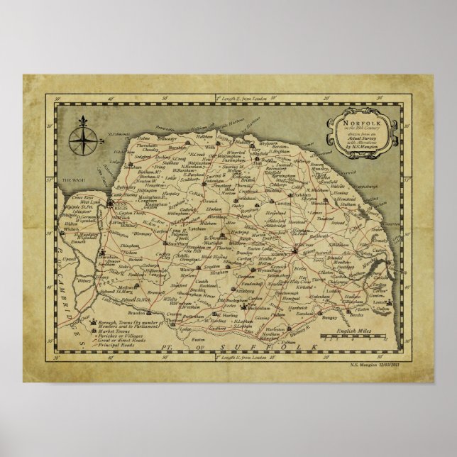 Póster Norfolk del siglo XVIII (Frente)