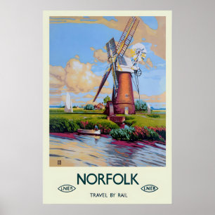Póster Norfolk Norwich Reino Unido Gran Bretaña Viajes An