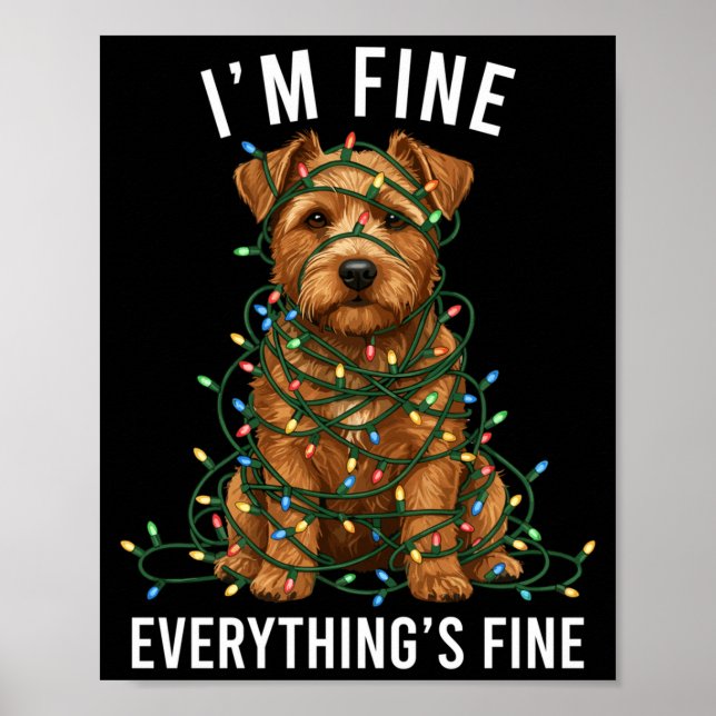 Póster Norfolk Terrier Christmas I'm Fine Everything Is F (Frente)