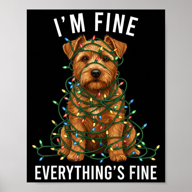 Póster Norfolk Terrier Christmas I'm Fine Everything Is F (Frente)