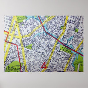 Póster Norfolk, VA Poster de Mapa de época