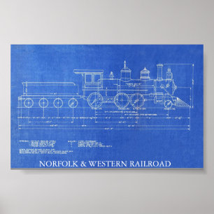 PÓSTER NORFOLK Y MOTOR OCCIDENTAL NO.521 DEL FERROCARRIL
