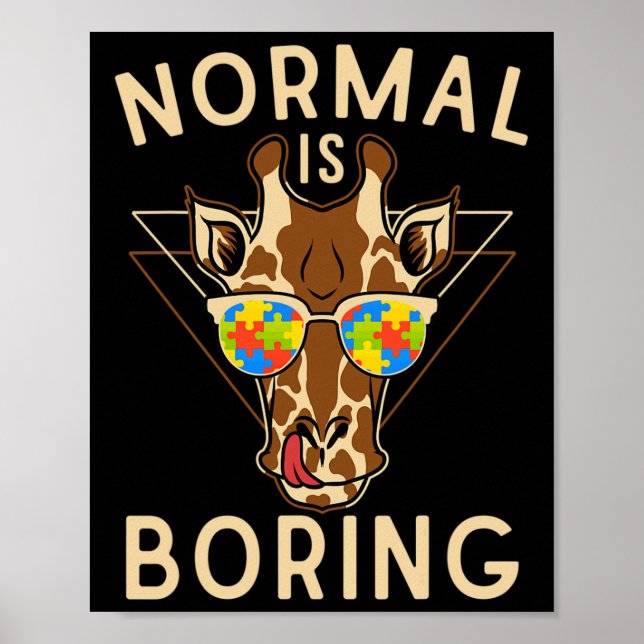 Póster Normal es aburrido autismo Conciencia Girafa (Frente)