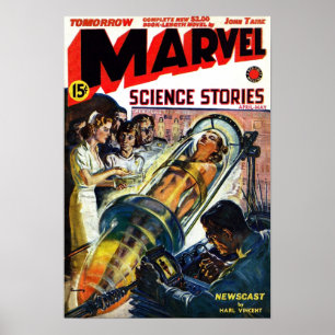 Póster Norman Saunders cover of Marvel Science Stories fo