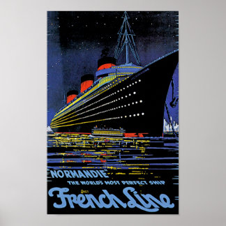 Póster Normandía de noche