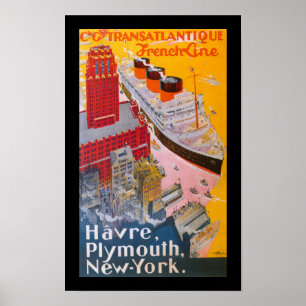 Póster Normandía en el puerto de Nueva York