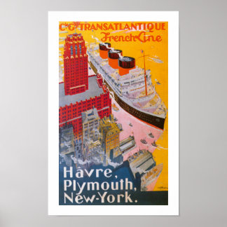 Póster Normandía en el puerto de Nueva York