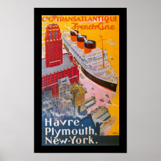 Póster Normandía en el puerto de Nueva York