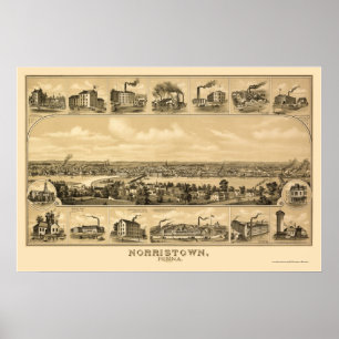 Póster Norristown, PA Panoramic Map - 1881
