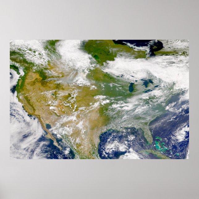 Póster Norteamérica Con Humo Visible En Lugares. (Frente)