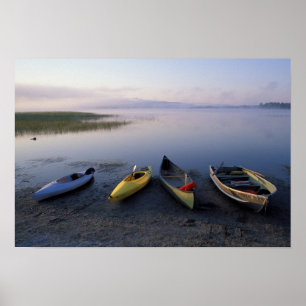 Póster Norteamérica, EE.UU., barcos en la costa de