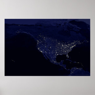 Póster Norteamérica en la noche 30x20 (24x16)