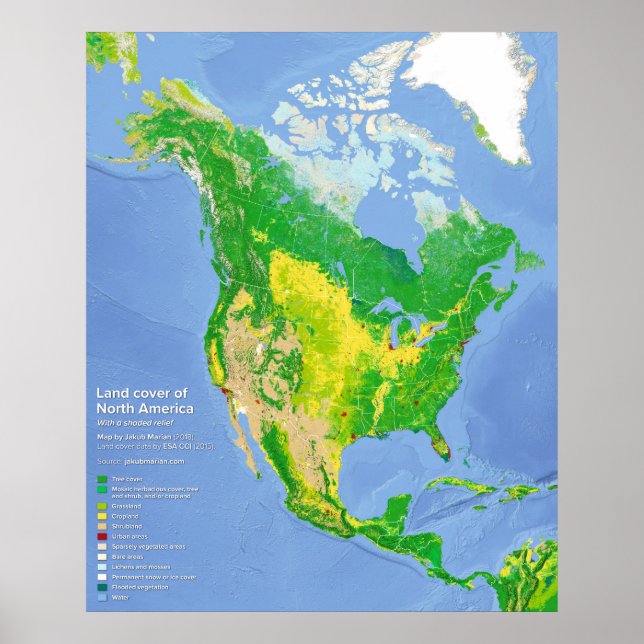 Póster North America Land Use Map Poster (Frente)