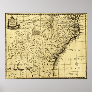 Póster North and South Carolina & Georgia - Panoramic