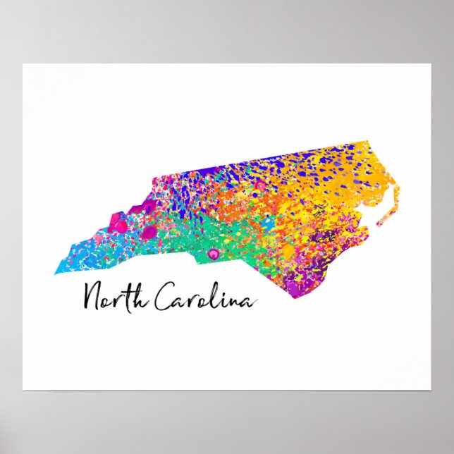 Póster North Carolina Modern Map (Frente)