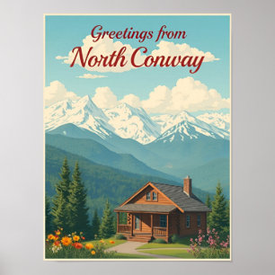 Póster North Conway, New Hampshire – Montañas Blancas