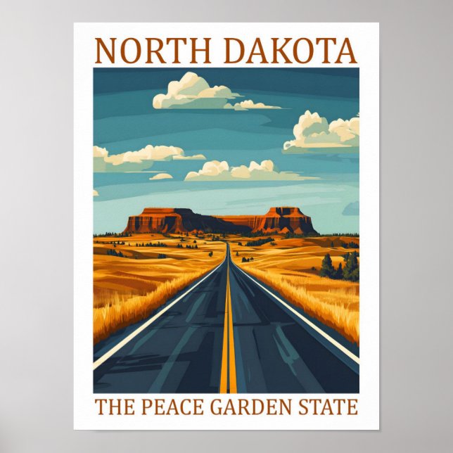 Póster North Dakota Peace Garden State USA Travel (Frente)
