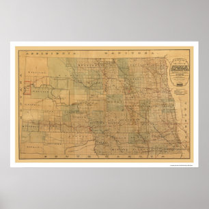 Póster North Dakota Railroad Map 1892