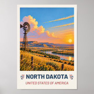 Póster North Dakota USA – Vintage Travel Poster