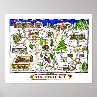 Póster North Pole Map Poster