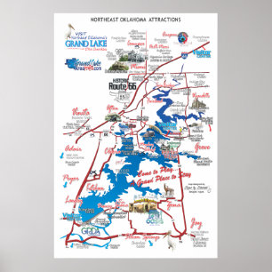 Póster northeast OK attractions map