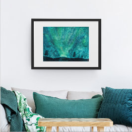 Póster Northern Lights Night Aurora Borealis Watercolor