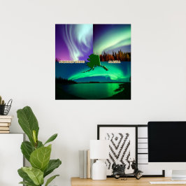 Póster Northern Lights of Alaska Collage