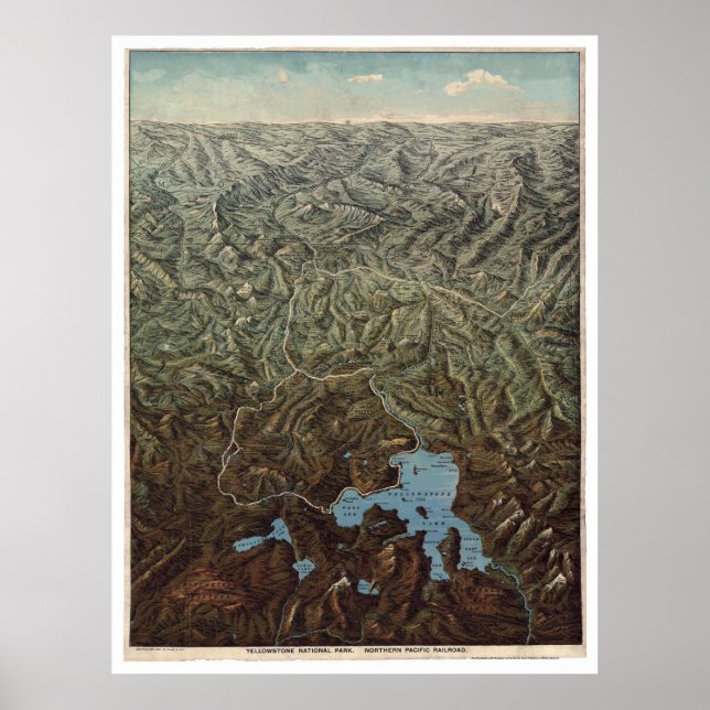 Póster Northern Pacific Yellowstone 1895 (Frente)