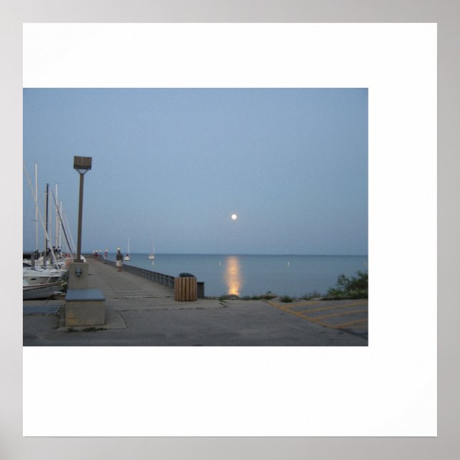 Póster Northport Michigan Marina Moonlight (Frente)