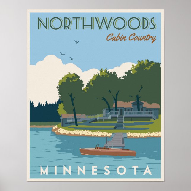 Póster Northwoods Cabin Country (Frente)