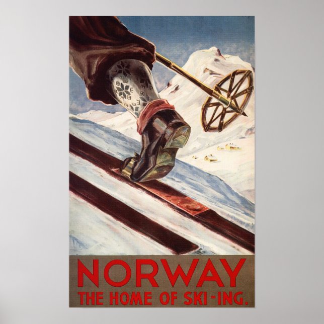 Póster Noruega - El hogar del esquí (Frente)