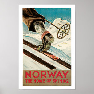 Póster Noruega ~ El hogar del esquí