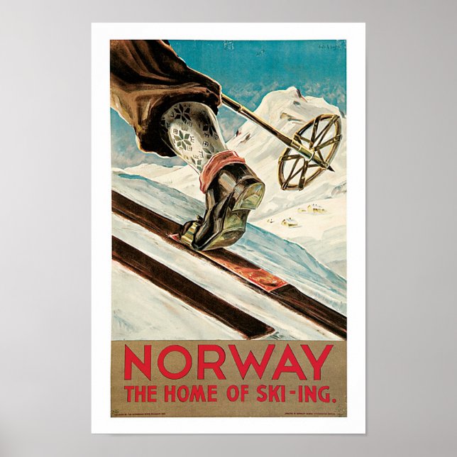 Póster Noruega ~ El hogar del esquí (Frente)