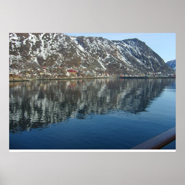 Póster Noruega, entrando en un fiordo (Frente)